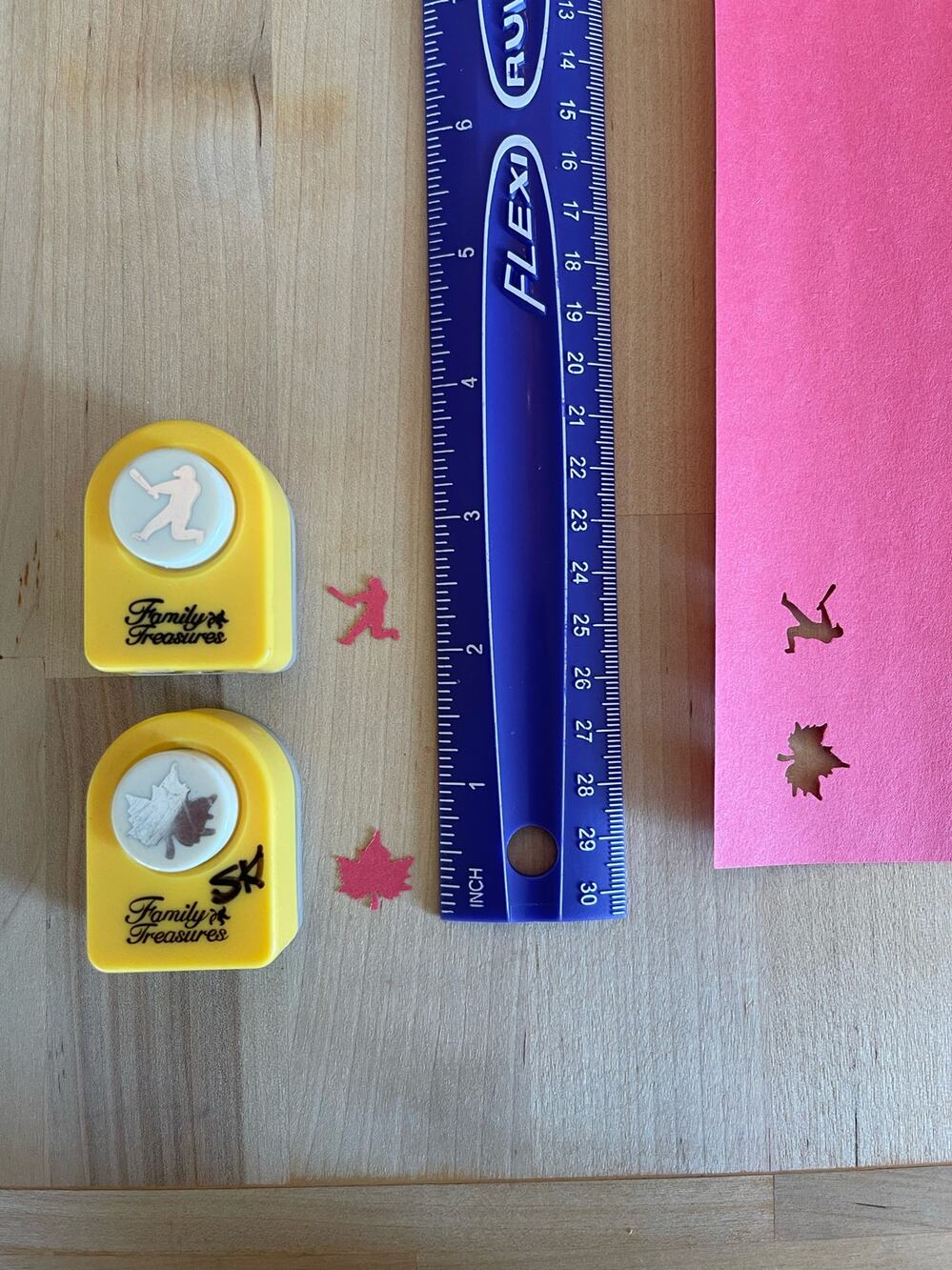 Lot of 2 Family Treasures Fall Paper Punches Baseball Leaf